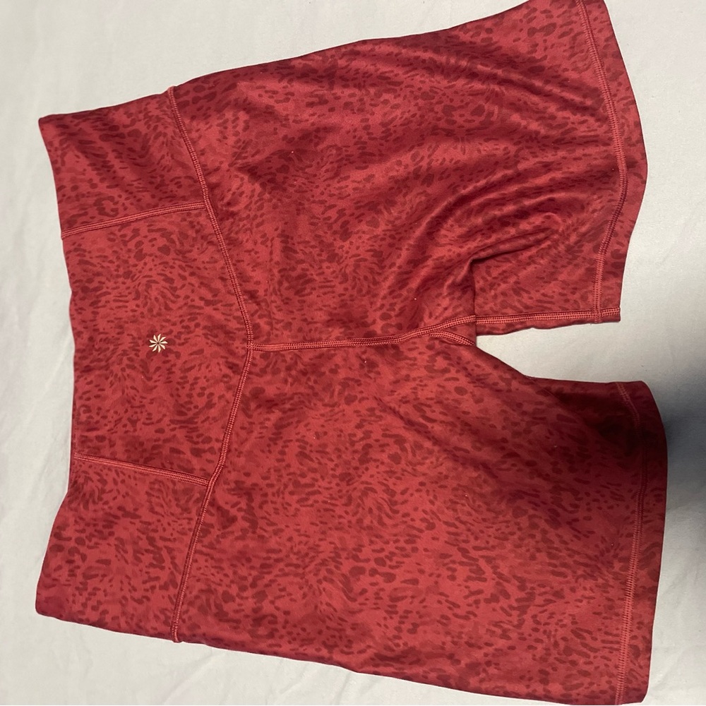 Athleta Red Bike Shorts Moisture-Wicking Athletic Wear